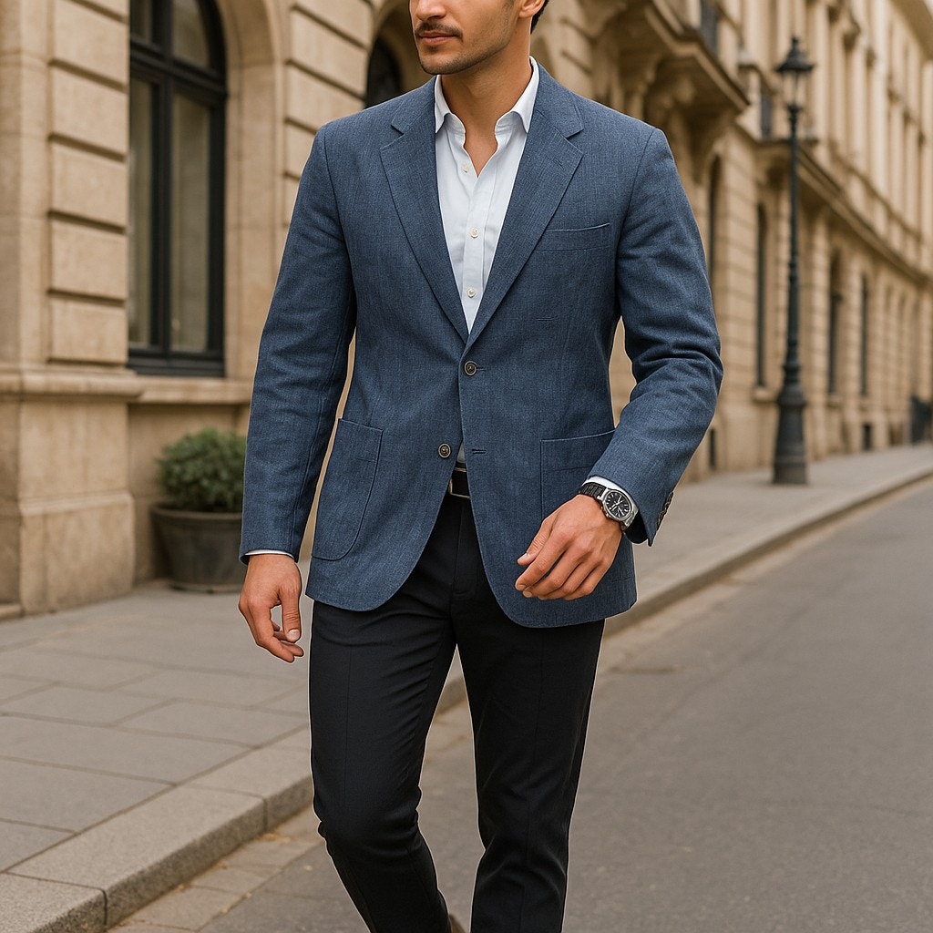 Jack Victor Ivanwood Sport Coat Mens 42 R Navy Prossimo Pure Linen Woven Jacket